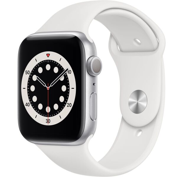 Apple Watch Series 6 44mm Silver Aluminium Case with White Sport Band (M00D3)
